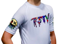 Load image into Gallery viewer, T3TV OG WHITE COMPRESSION SHIRT/ YELLOW LOGO
