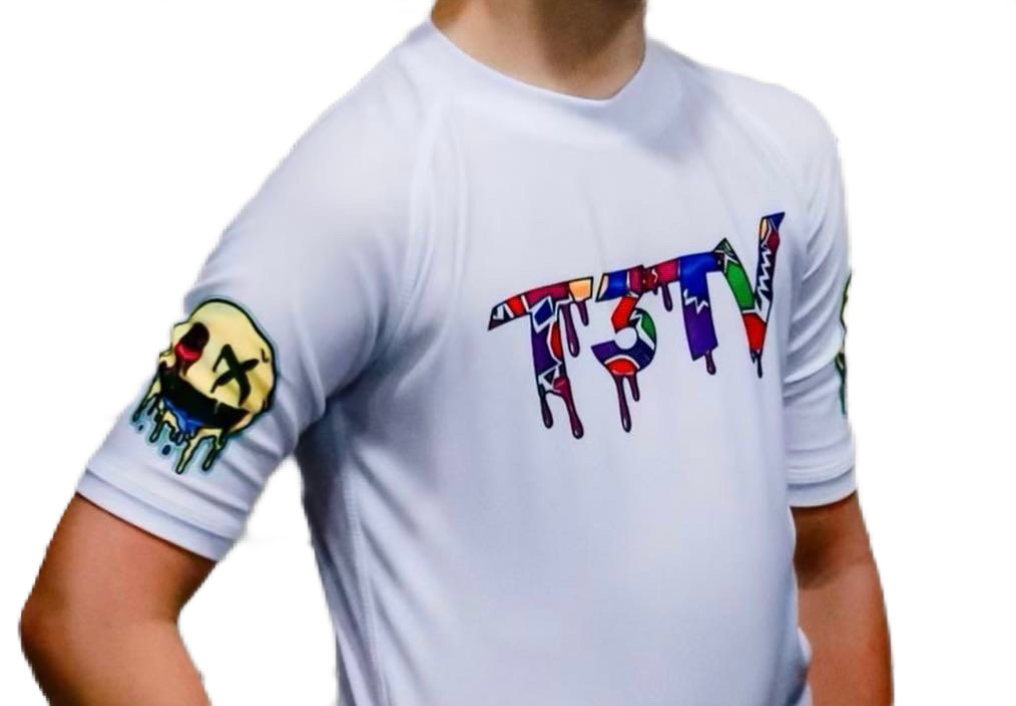 T3TV OG WHITE COMPRESSION SHIRT/ YELLOW LOGO