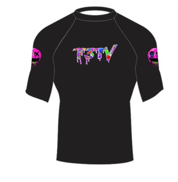 T3TV BLACK COMPRESSION SHIRT/PINK