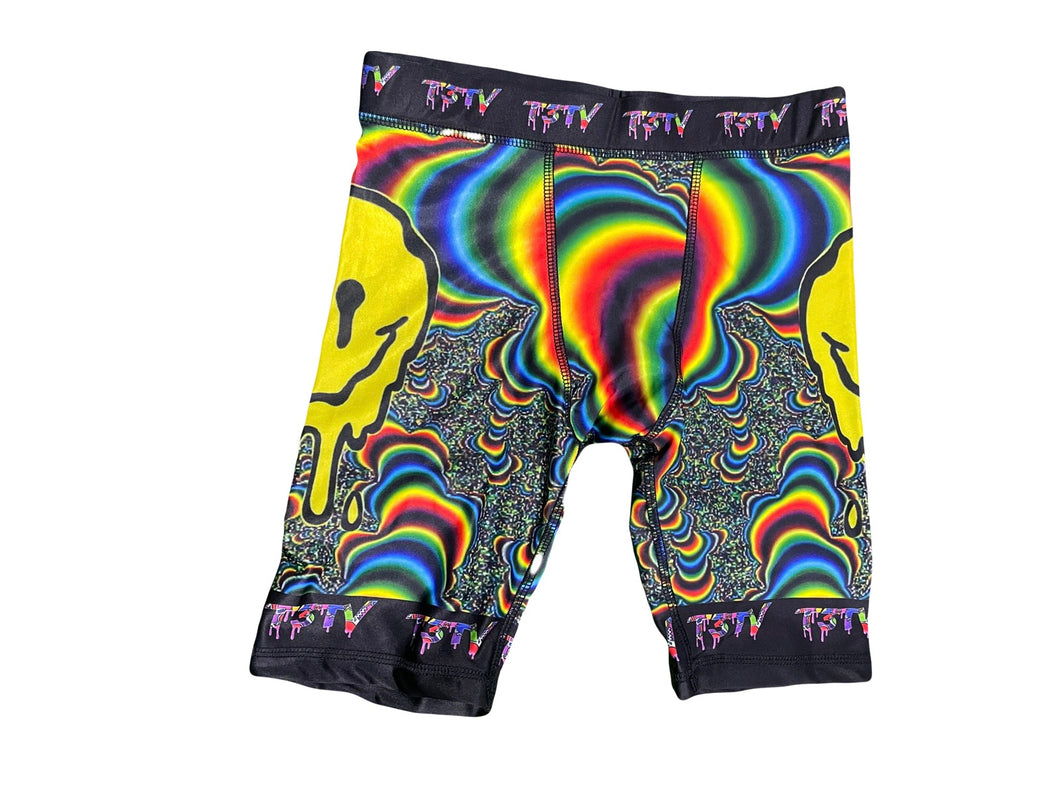 SMILEY FACE DRIP COMPRESSION SHORTS