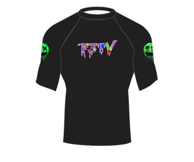 T3TV BLACK COMPRESSION SHIRT/ GREEN LOGO