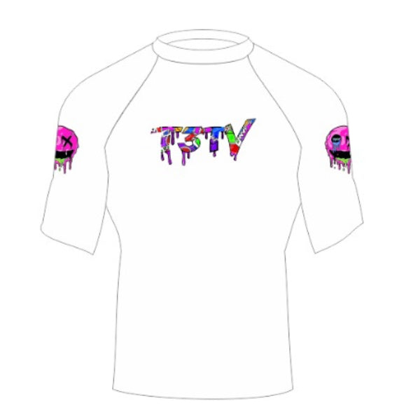 T3TV WHITE COMPRESSION SHIRT/PINK