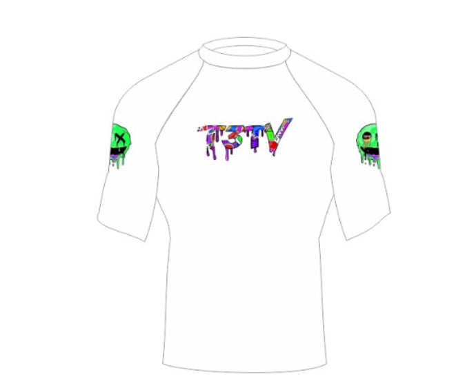 T3TV WHITE COMPRESSION SHIRT/ GREEN